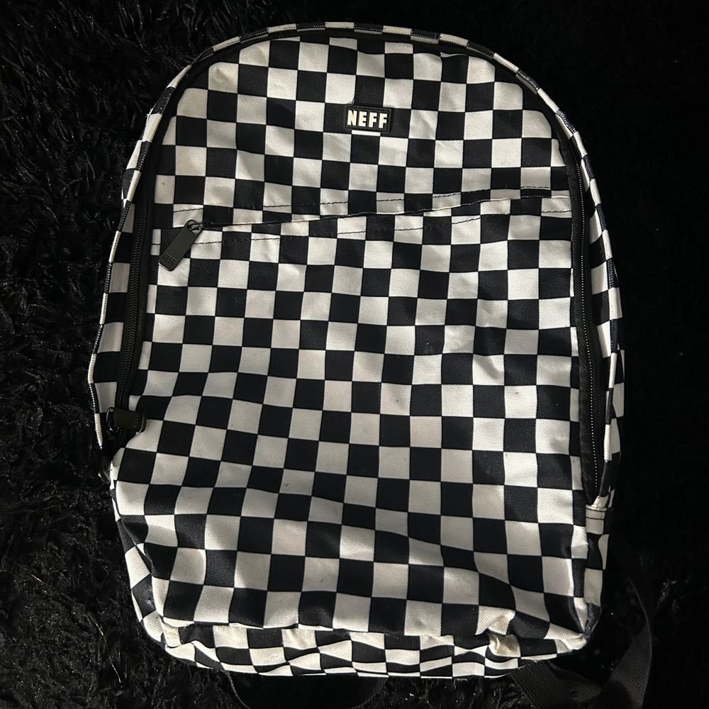 NEFF white & black checkers backpack